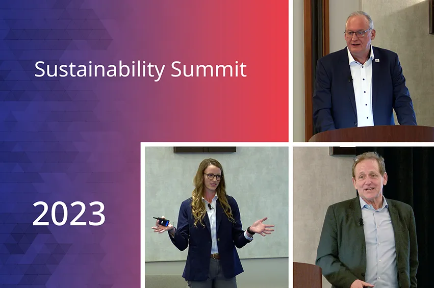 A collage showing three people who presented at the Sustainability Summit 2023. (Photo)