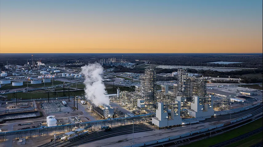 A photo of a facility site at sunset (Photo)