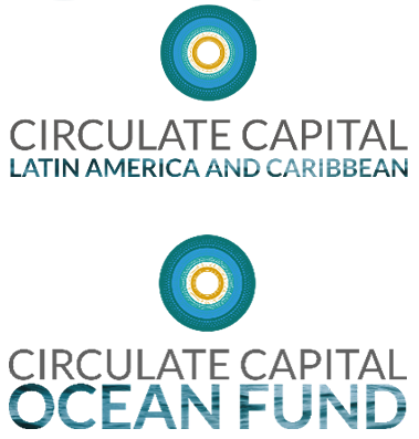 The logos for Circulate capital. The Top one shows Circulate Capital Latin America and Caribbean and the bottom one Circulate Capital Ocean Fund